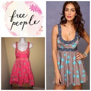 2008 Free People "crossword"  romper dress - red
